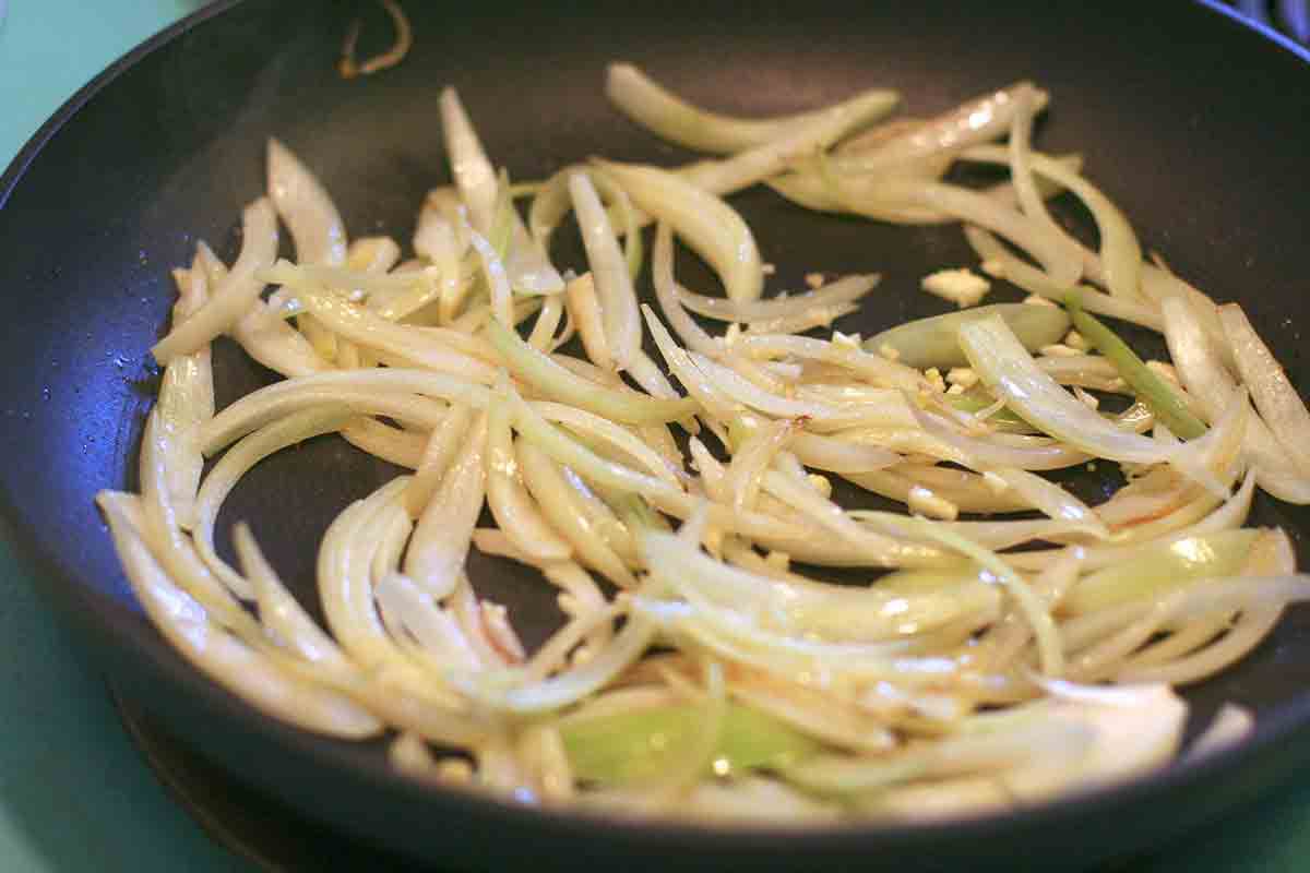 Sautéing onions and garlic for tilapia recipes
