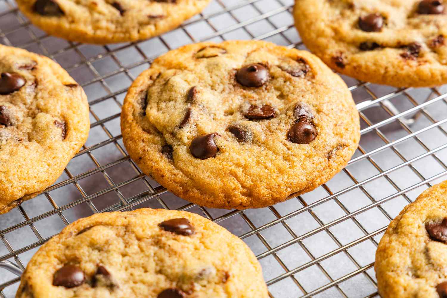 copycat subway chocolate chip cookies on a wire rack
