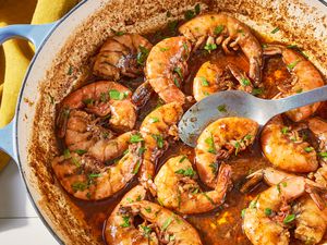 New Orleans BBQ Shrimp in a dutch oven