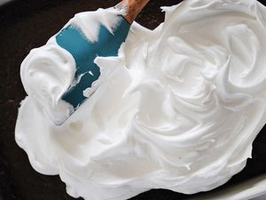 Seven-Minute Frosting spread on a sheet cake.