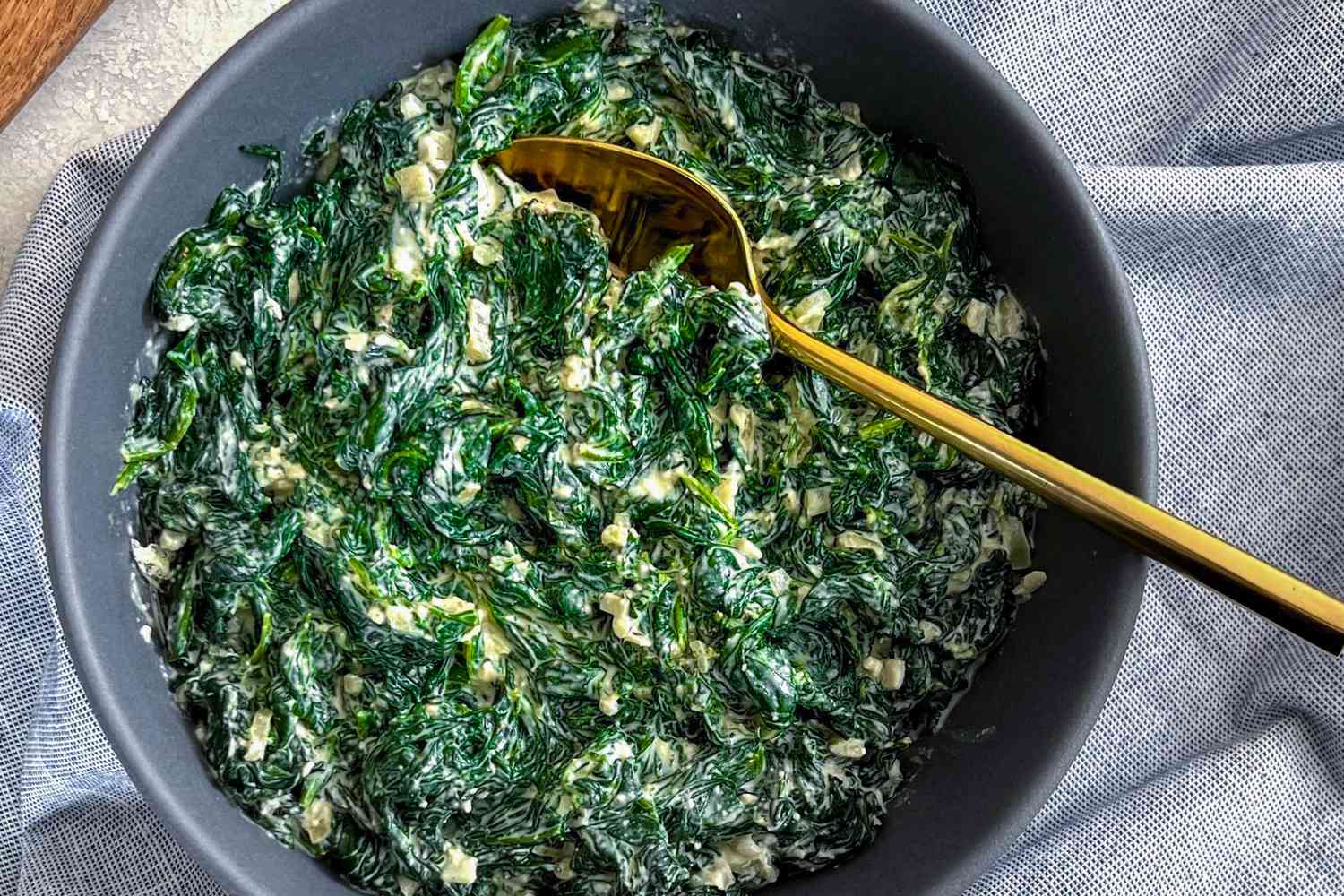 Vegan Creamed Spinach in a Bowl