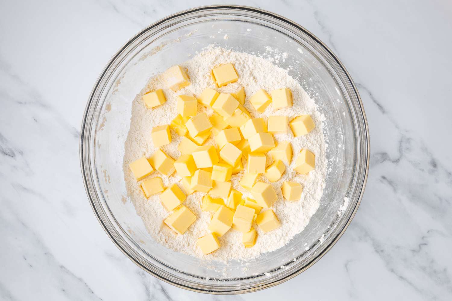 Bowl of Flour and Butter for Lemon Scones Recipe