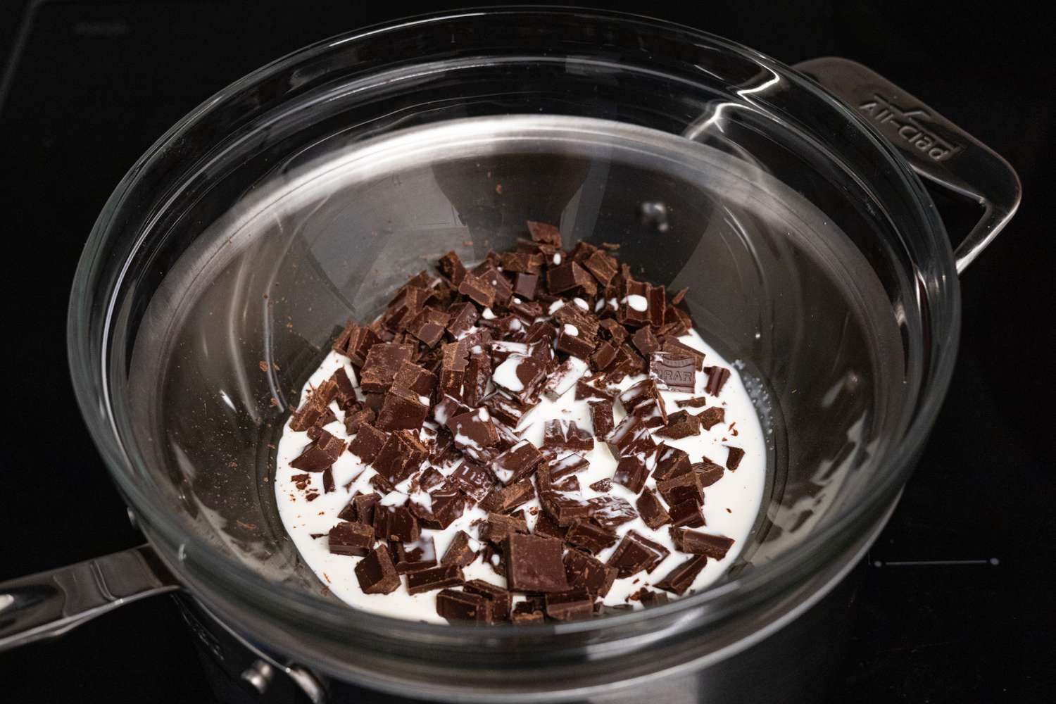 Chocolate and Cream Melted Together over a Double Boiler