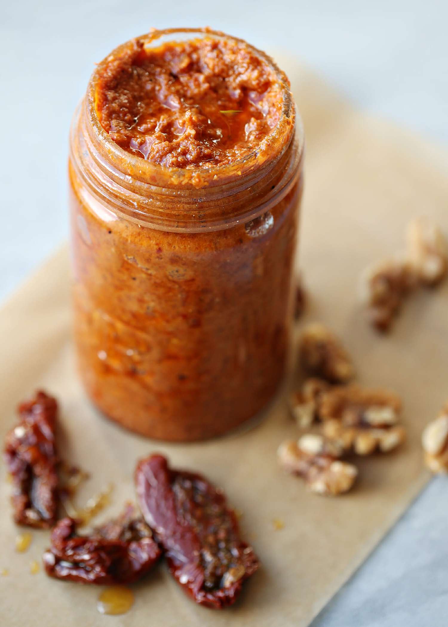 Pesto with Walnuts and Sun-Dried Tomatoes