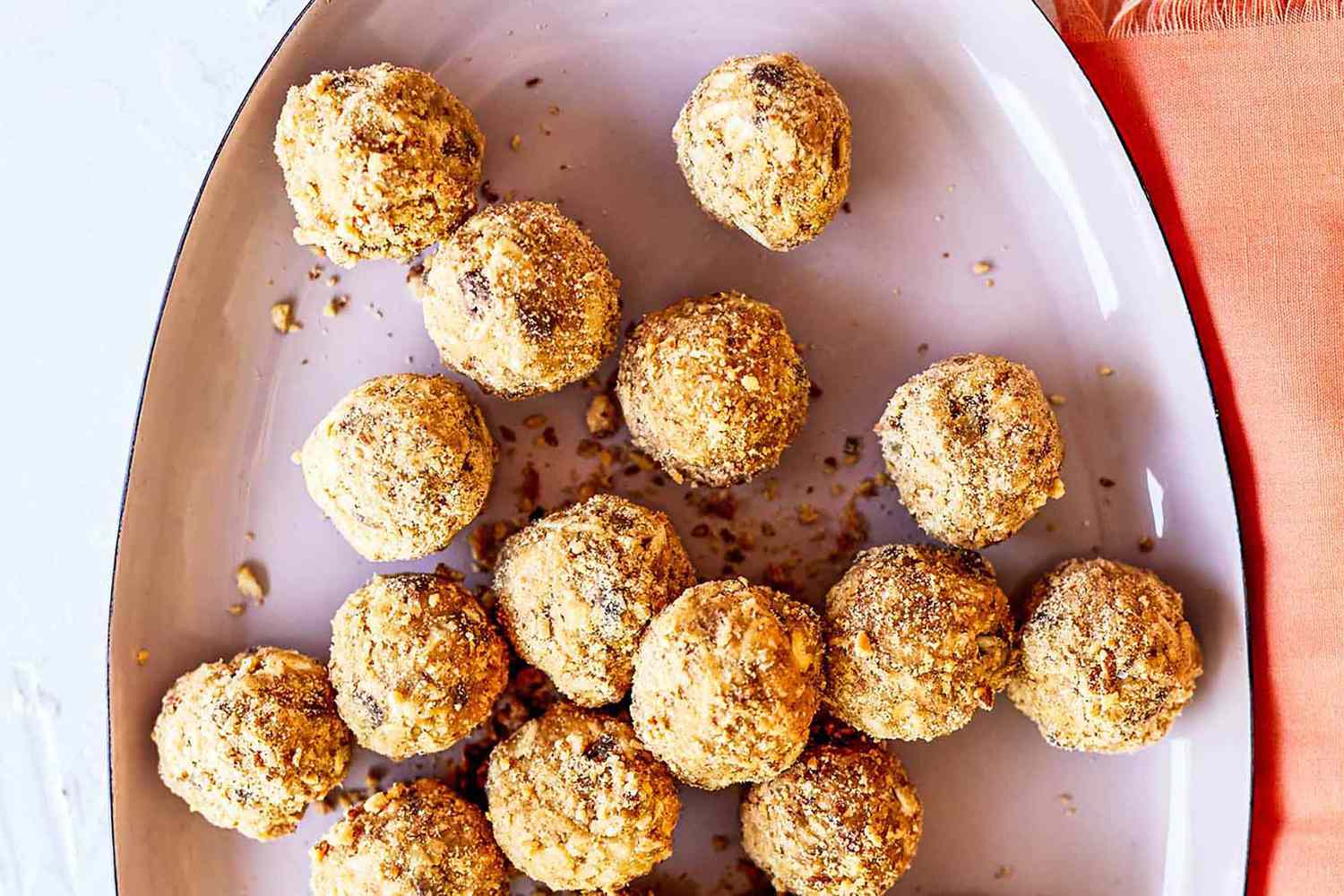 A platter of chocolate chip energy balls