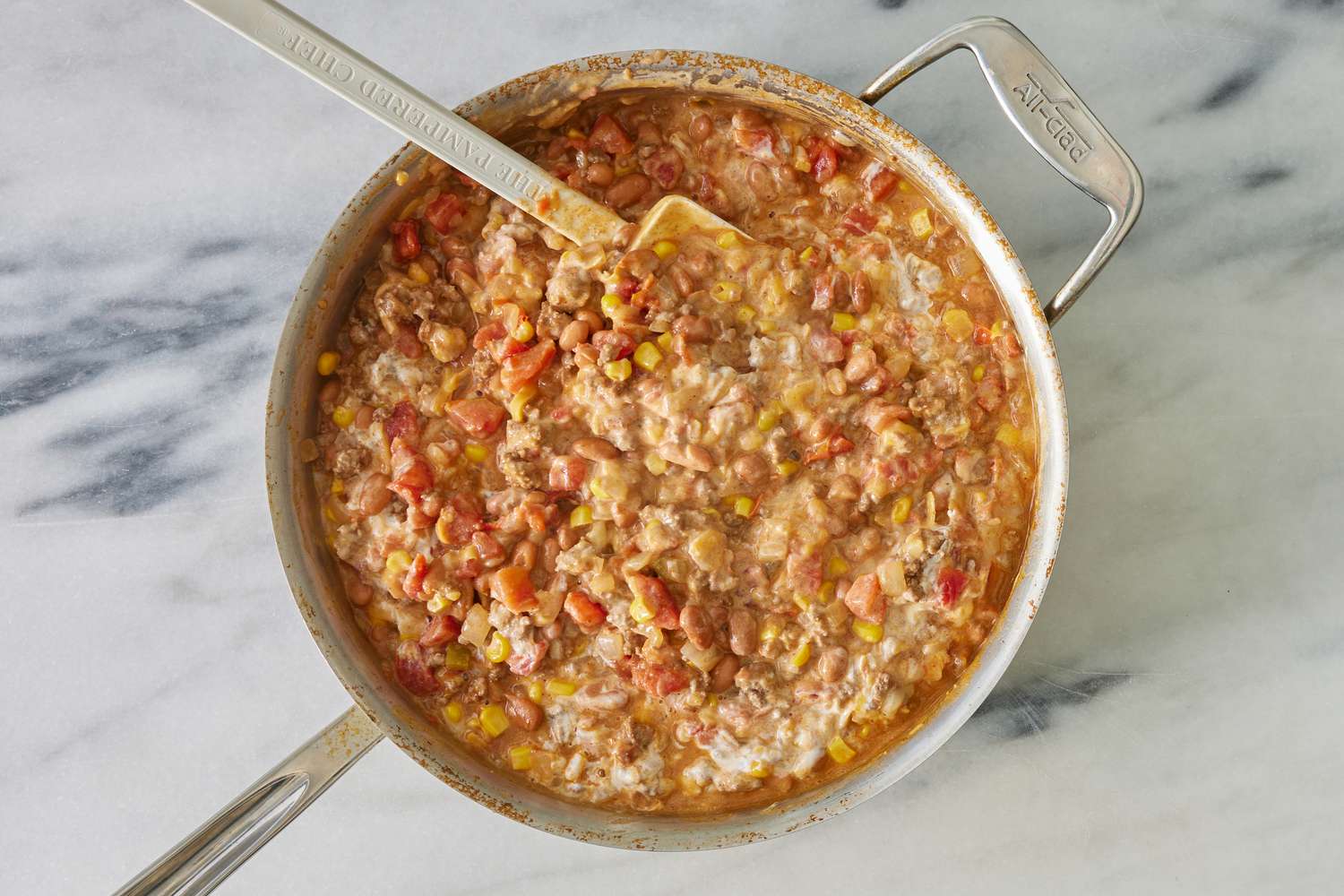 sour cream and cheeses mixed added to the same pot for cowboy casserole recipe