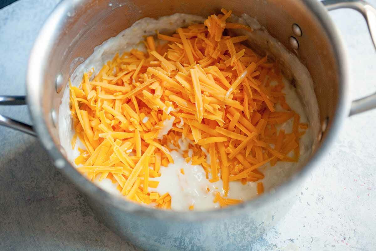 Stove Top Mac and Cheese with Chicken Make the Sauce