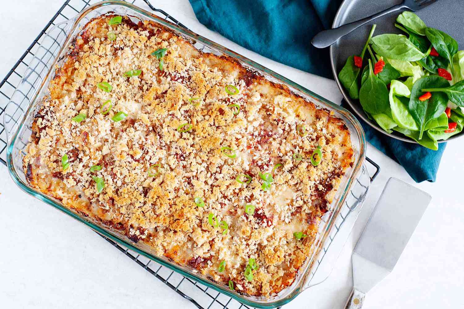 A Reuben casserole fresh from the oven
