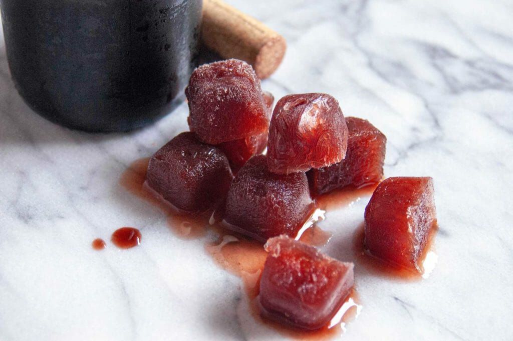 Will Wine Freeze - pile of frozen red wine cubes