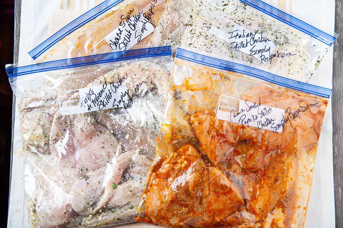 Make Ahead Chicken Dinner - four bags of marinated chicken breasts