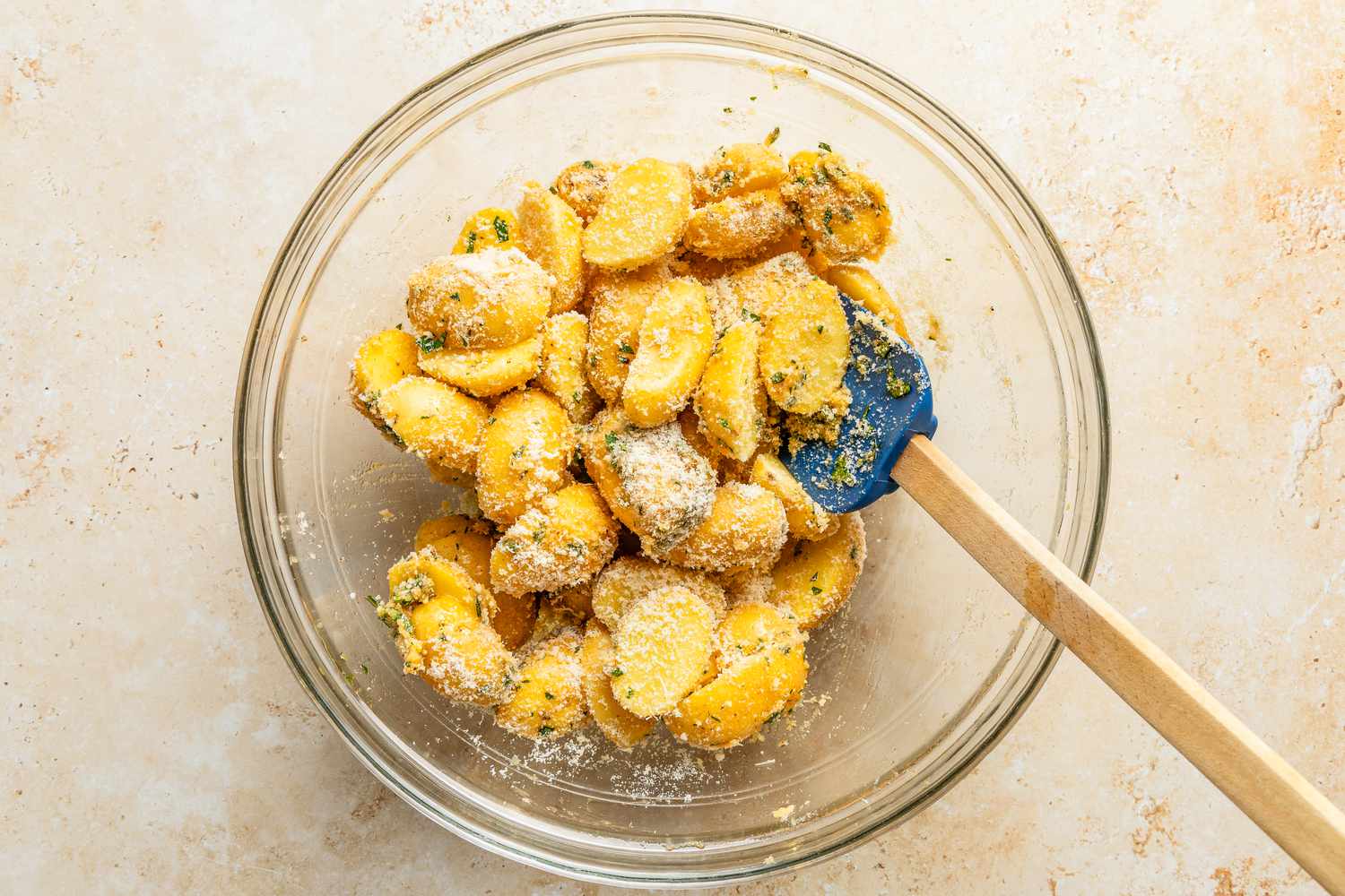 seasoned potatoes coated with parmesan for crispy parmesan potatoes recipe