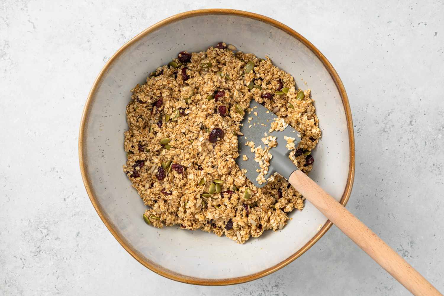 Flapjacks Batter Mixed Together With a Rubber Spatula