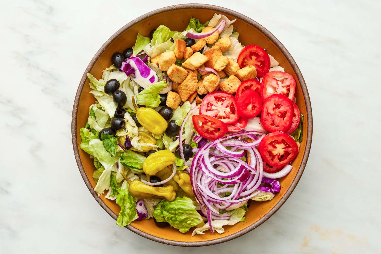 Bowl of Copycat Olive Garden Salad Ingredients 