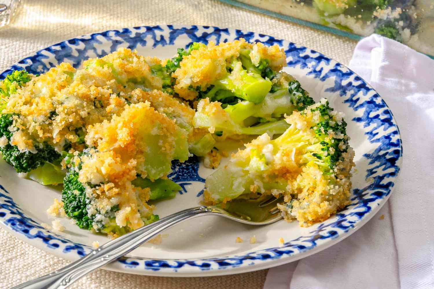My Mom’s Famous Broccoli Cheese Casserole on a small plate