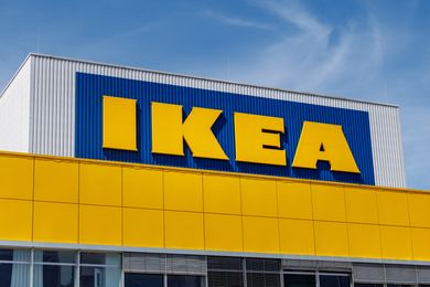 IKEA store exterior with the company logo on the building