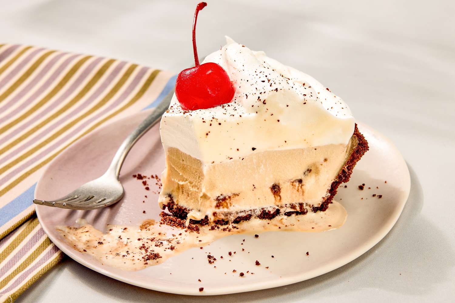 slice of Easy Bushwacker Pie on a plate with a fork