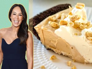A person and a slice of pie on a plate side by side