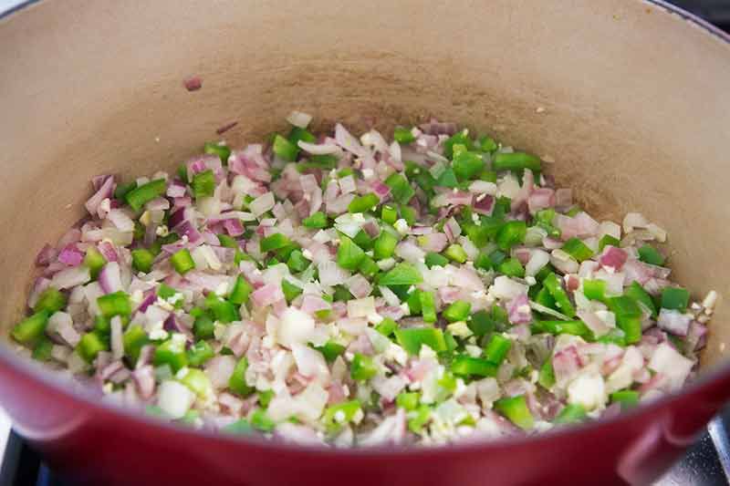 sautéing veggies for leftover turkey chili