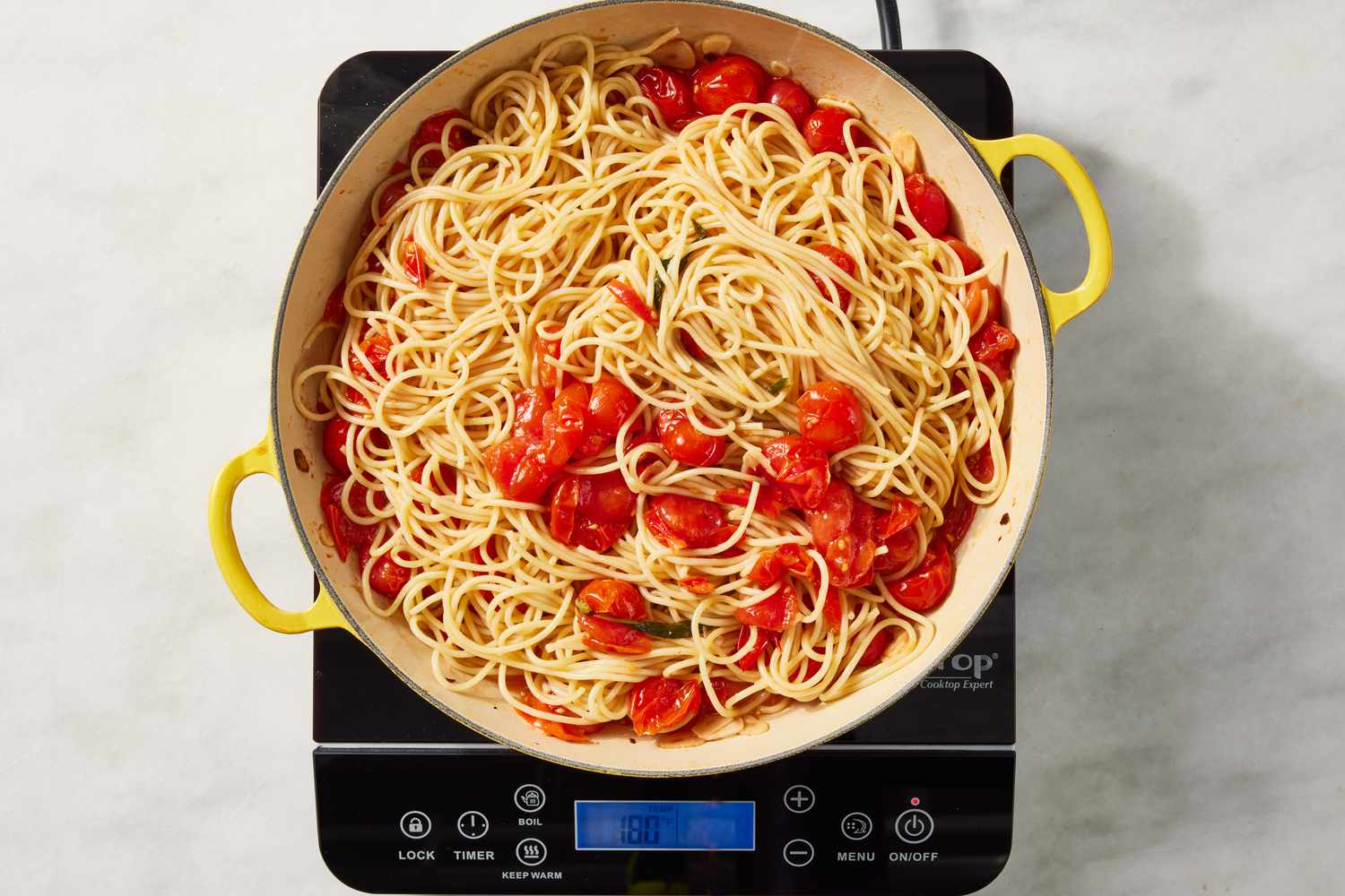 easy pasta pomodoro in a dutch oven 