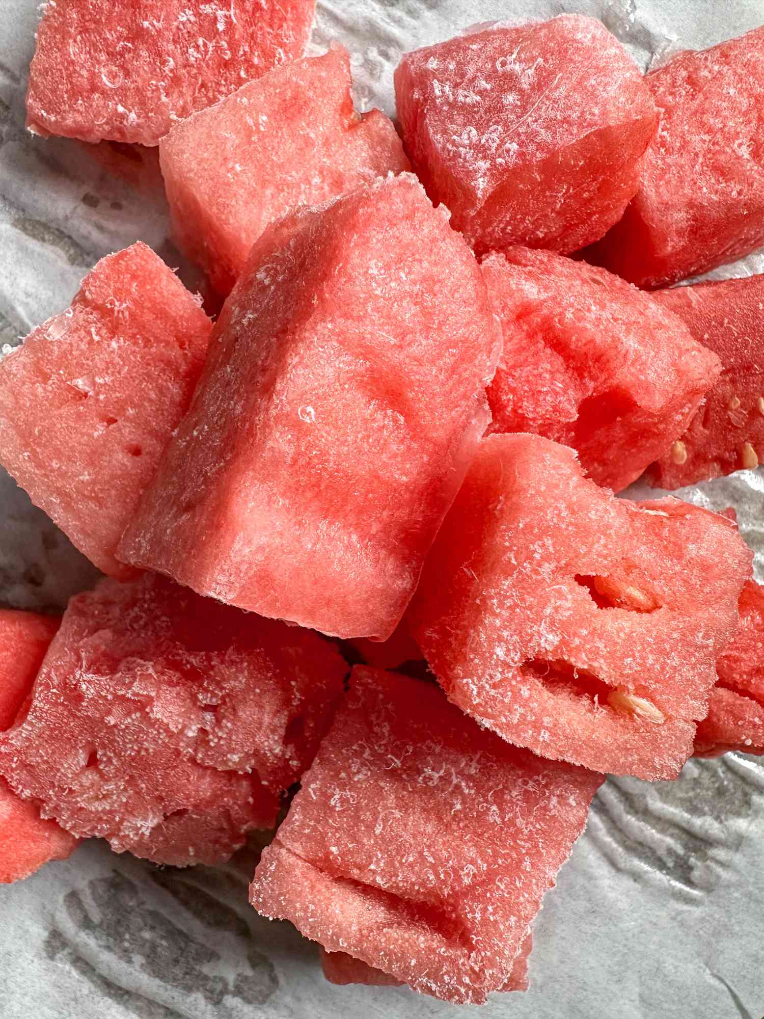 Chunks of frozen watermelon
