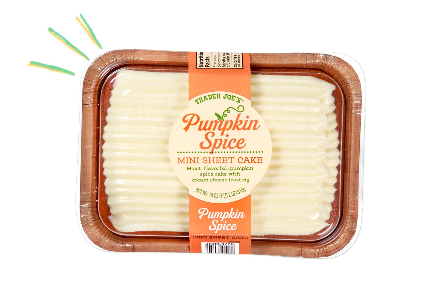 Trader Joes Pumpkin Spice Mini Sheet Cake in plastic packaging