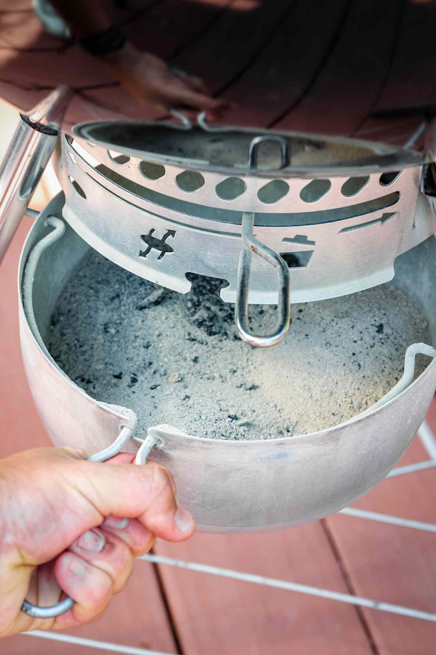 Charcoal Ash Pan Removed from Charcoal Grill 
