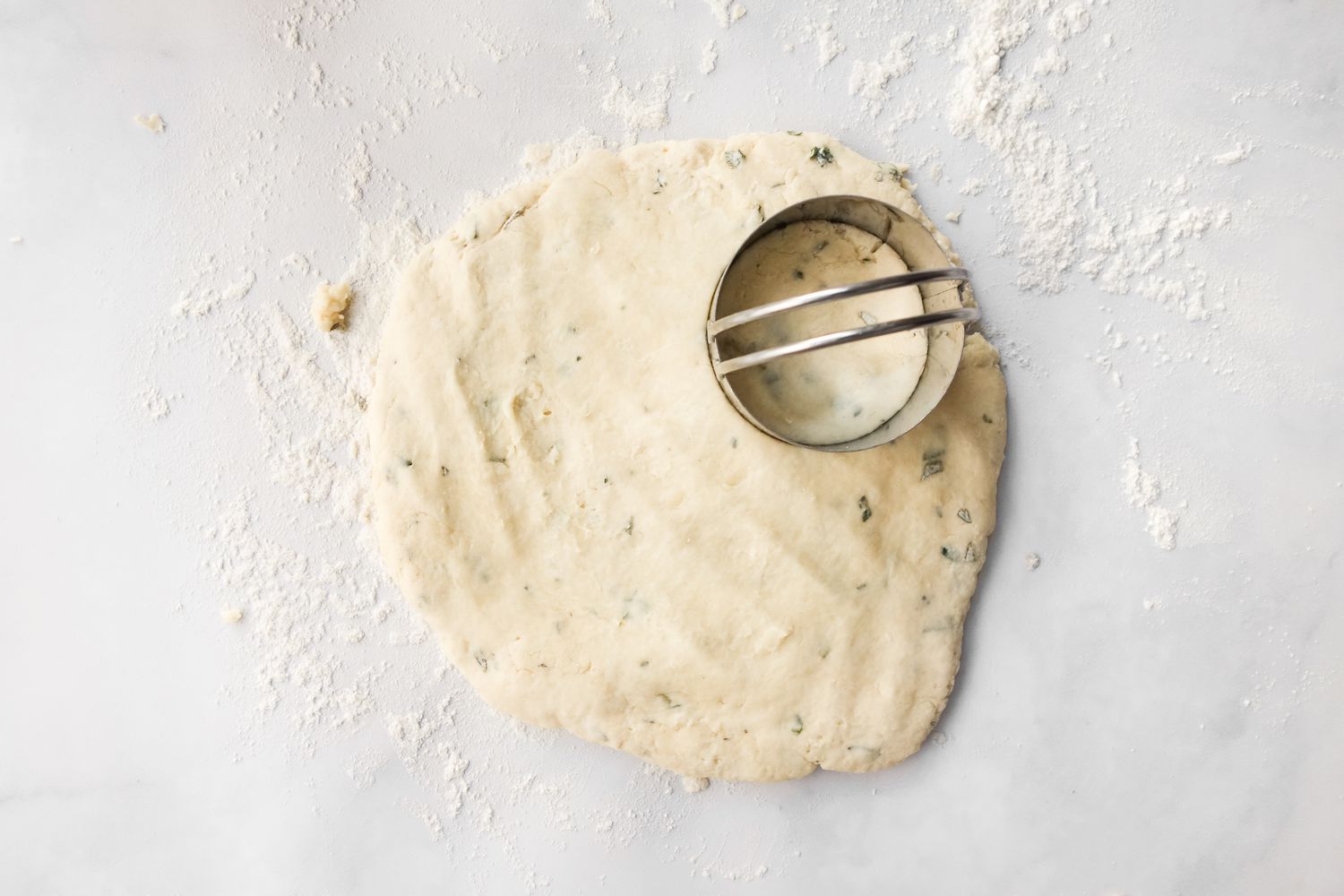 Cutting out biscuit dough. 