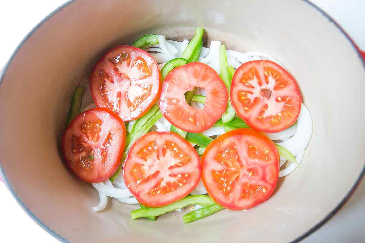 vegetables for salmon moqueca stew