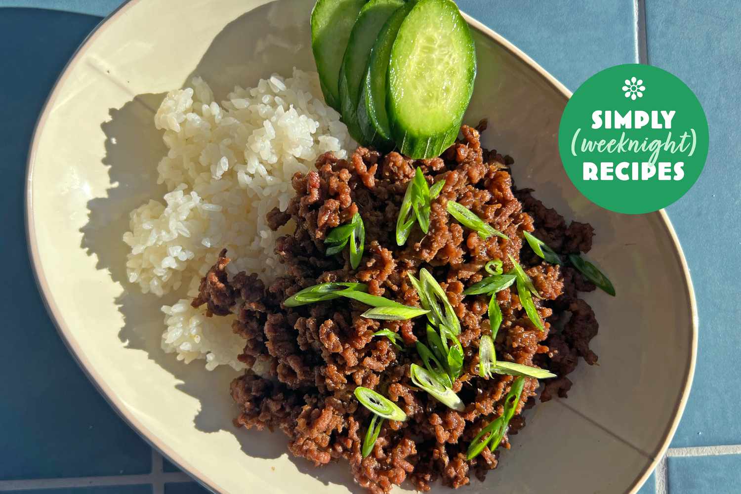Ground beef and rice on a bowl