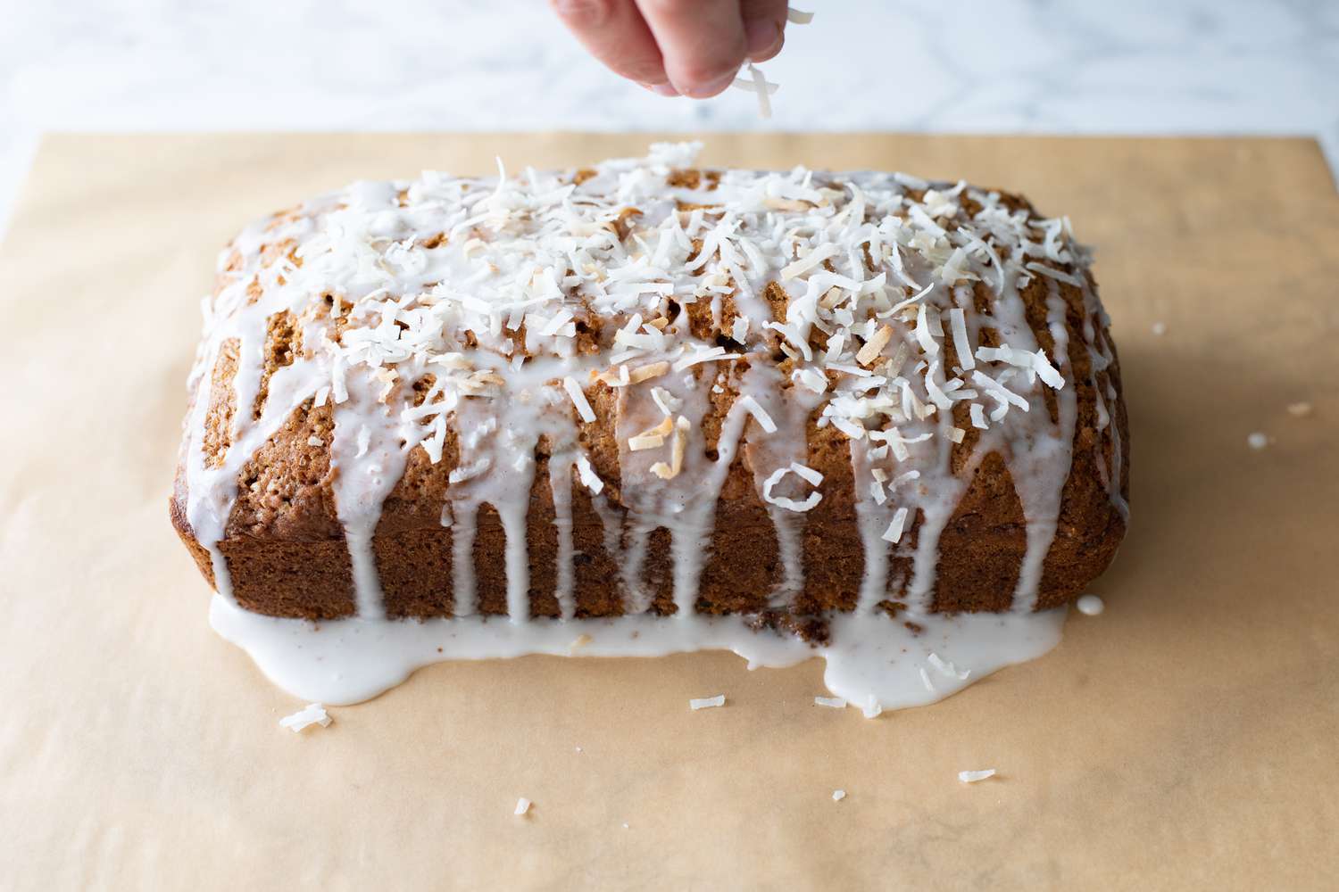 Zucchini Carrot Bread Topped with Coconut Flakes 