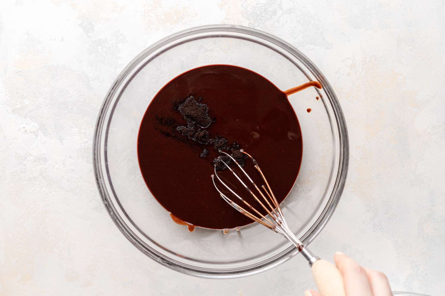 Espresso Powder Added to Bowl of Melted Chocolate