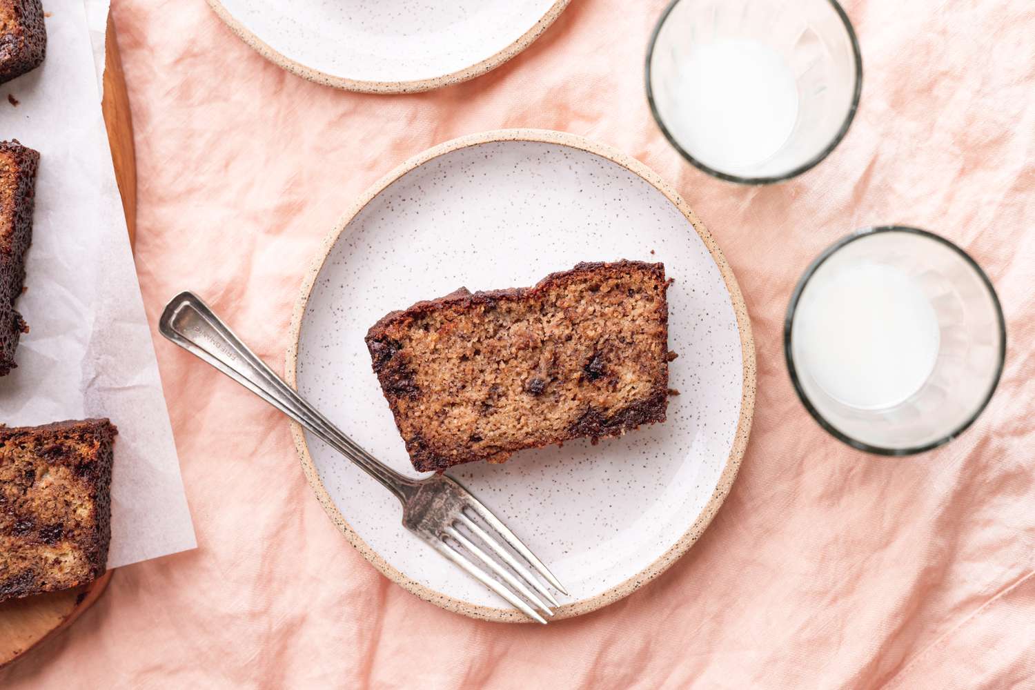 Slice of almond flour banana bread.