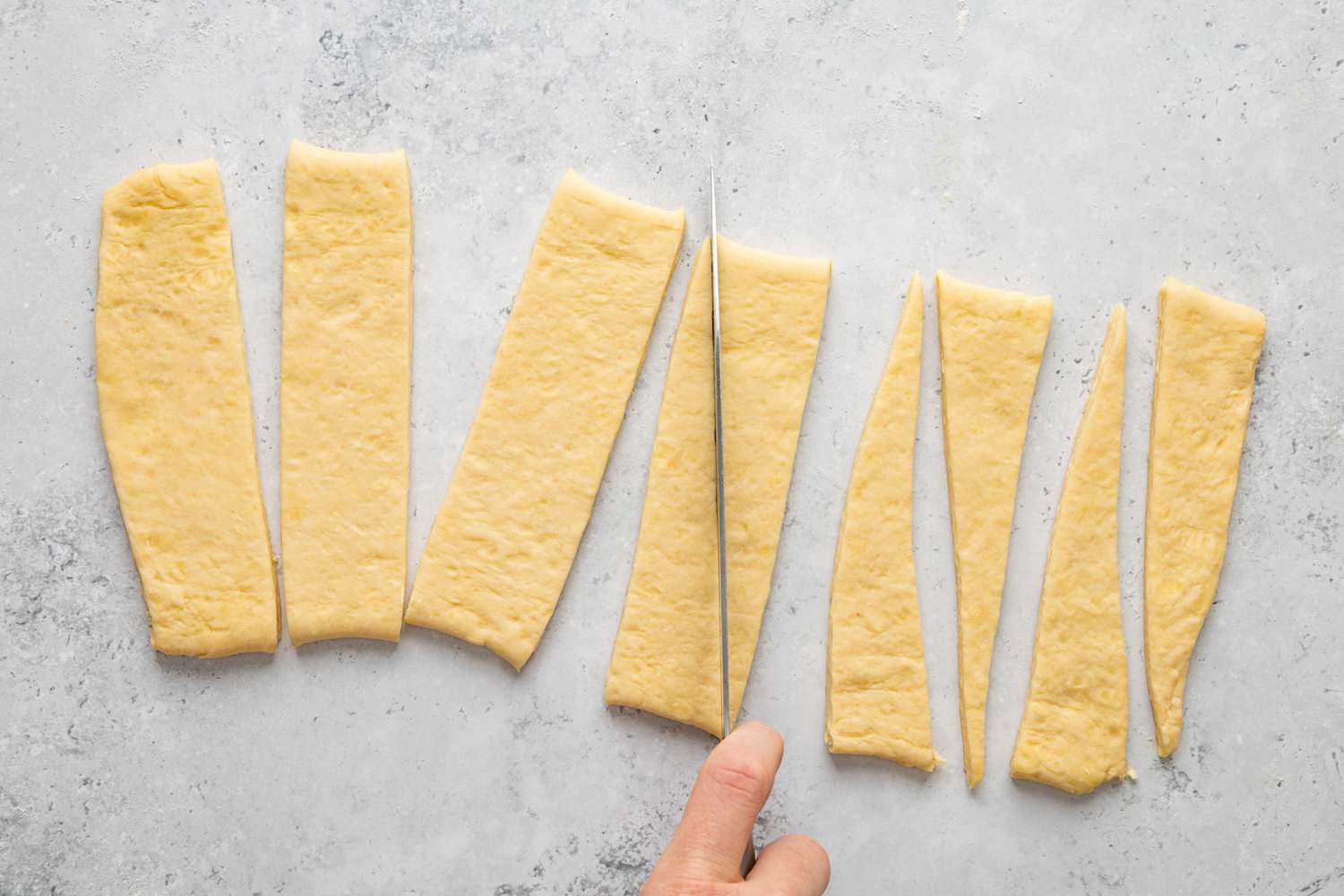 Homemade Crescent Roll Rectangles Cut into Triangles