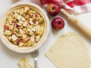 Baking of American apple pie