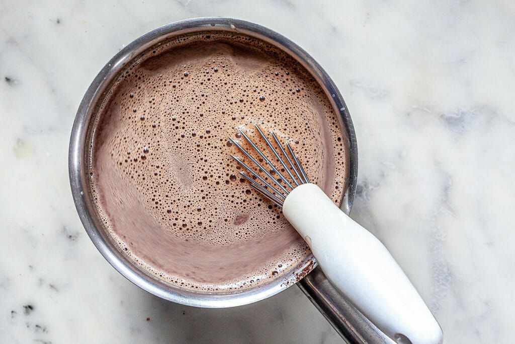hot chocolate being whisked