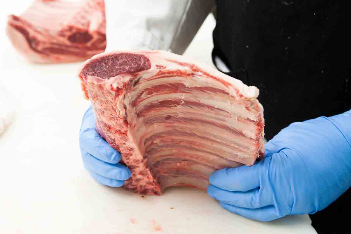 stand rack of lamb on its side