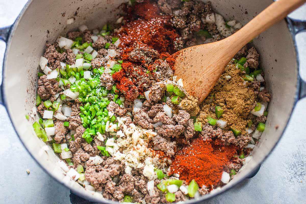 Easy Chili without the beans add the spices
