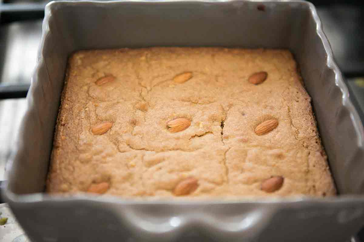 baked almond blondies