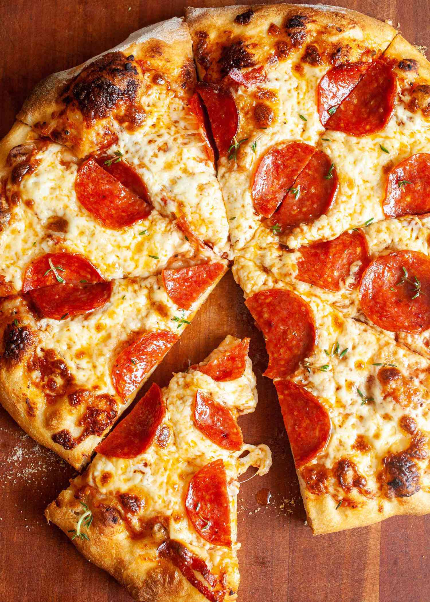 Homemade pepperoni pizza pie