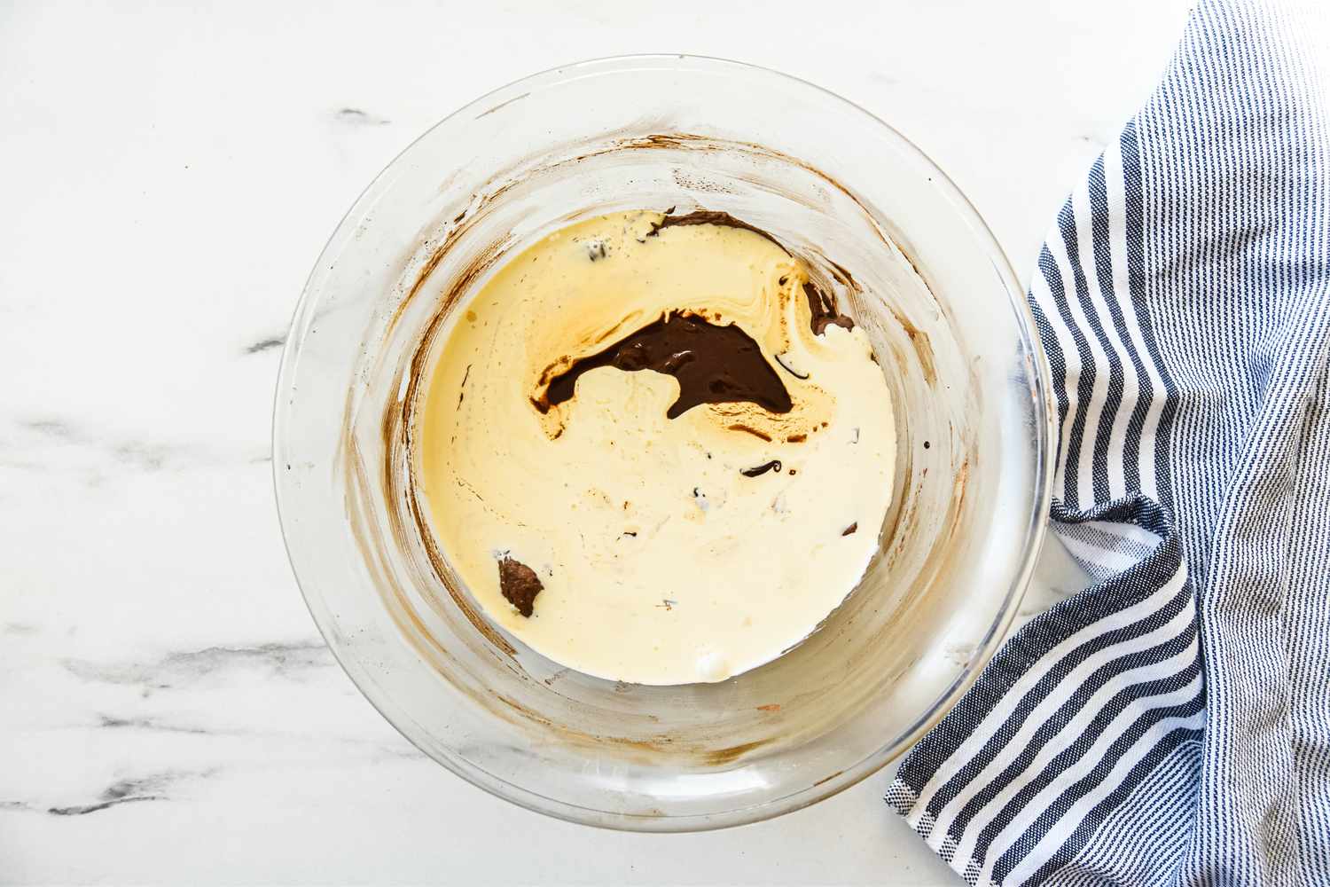 Heavy Cream Added to the Bowl with the Chocolate Butter Mixture 