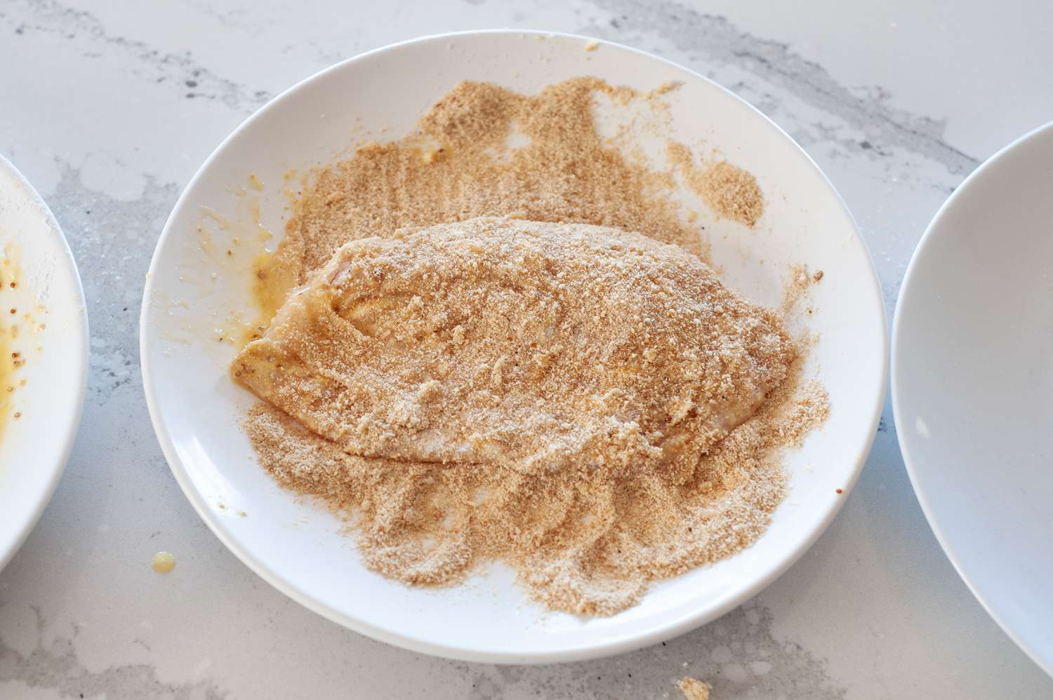 bread chicken cutlets in fine dry breadcrumbs