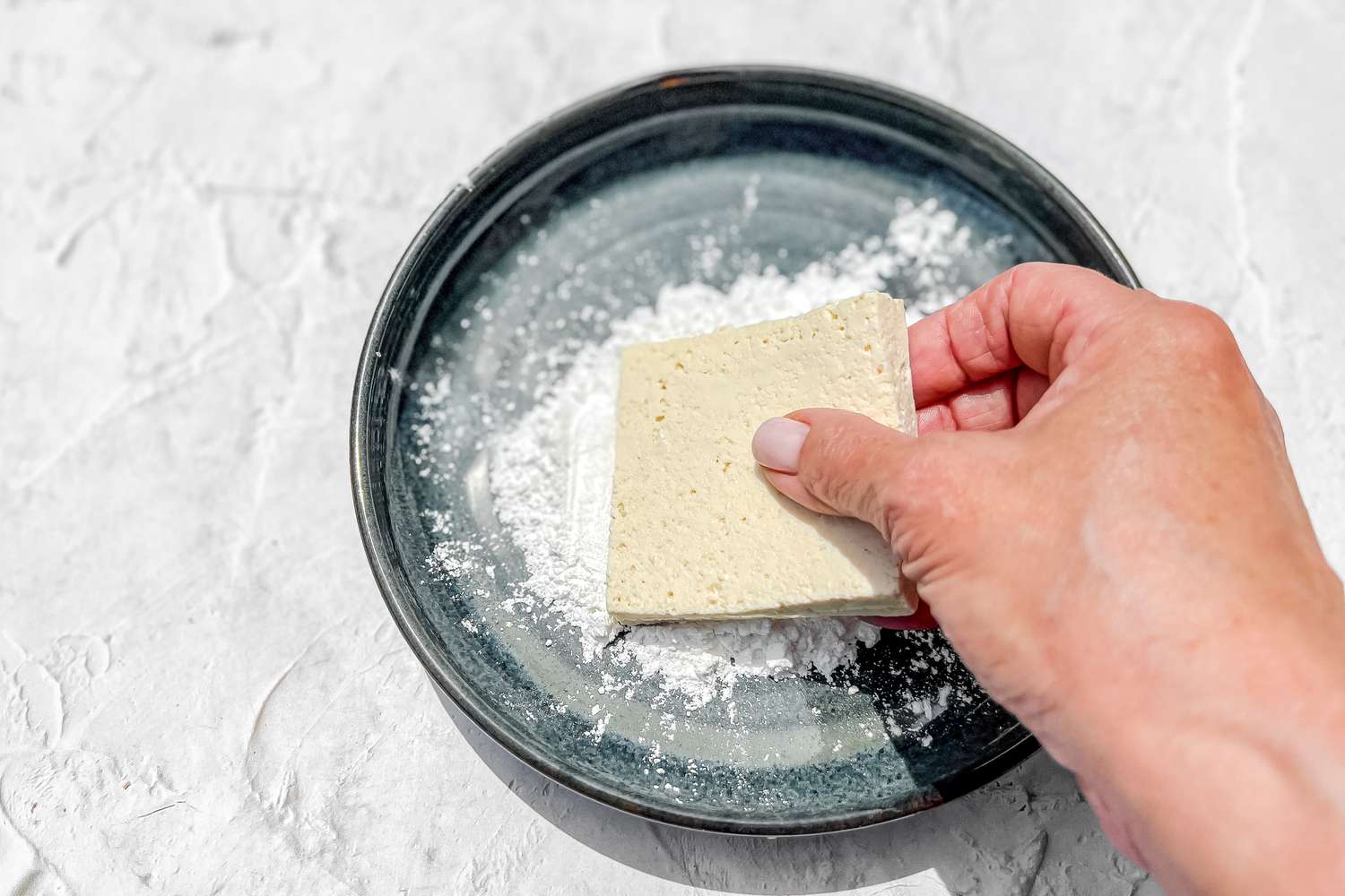 Tofu Dredged in Flour for Korean Braised Tofu Recipe