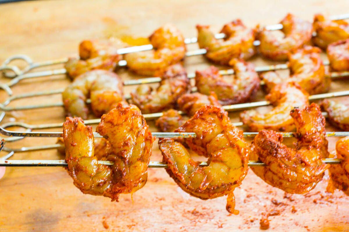 Taco Bowls with Grilled Shrimp Recipe skewer the shrimp