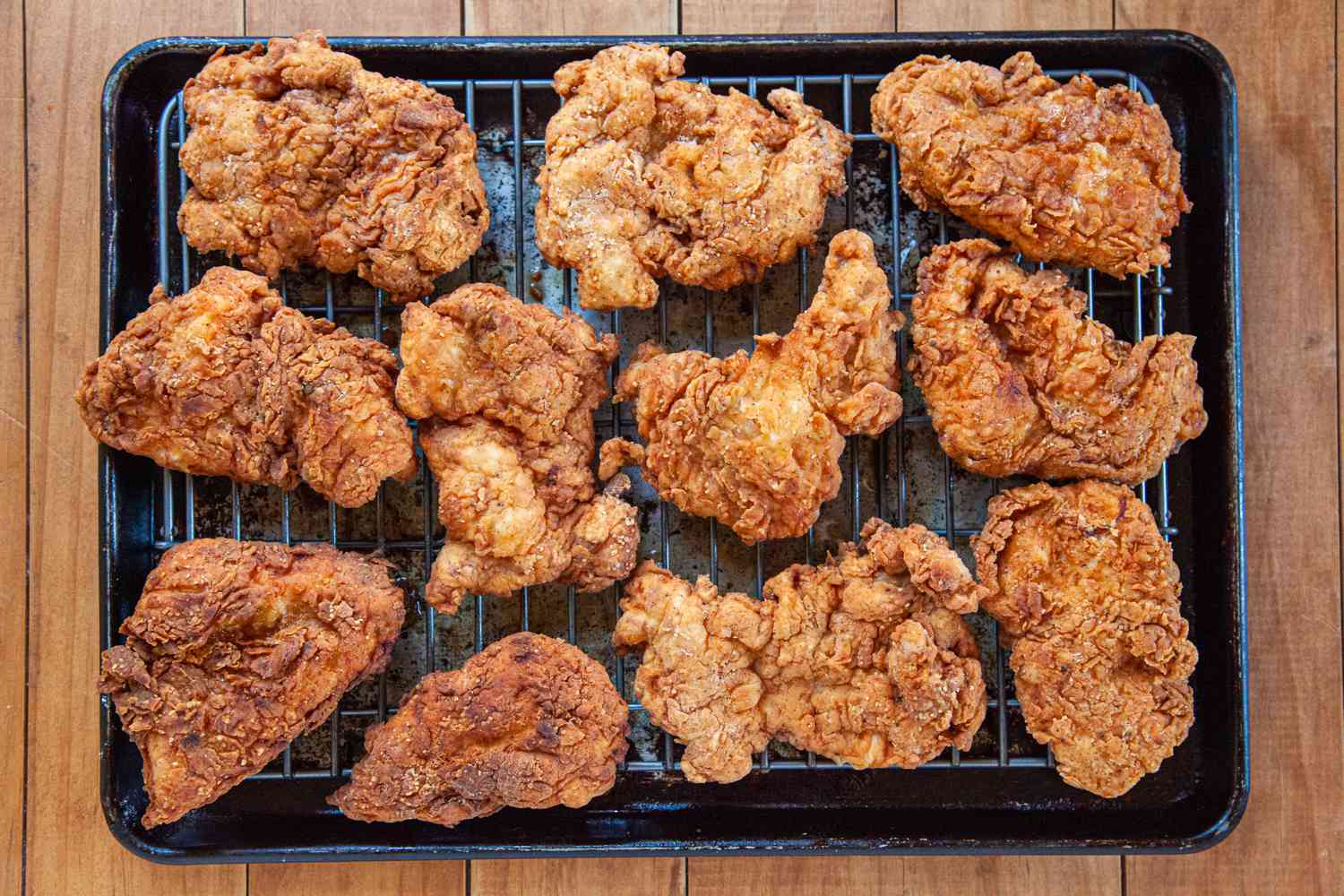 Best Nashville hot chicken set on a cooling rack.