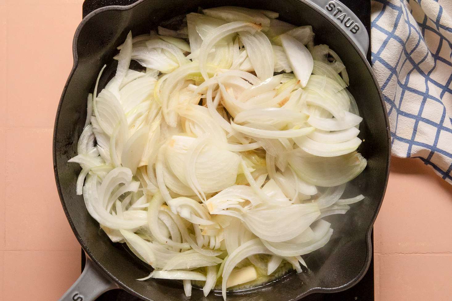 onions added to skillet (after chicken is removed) for french onion chicken recipe