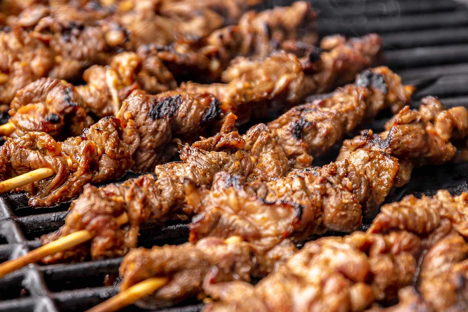 Cambodian Grilled Lemongrass Beef Skewers Flipped on the Grill 