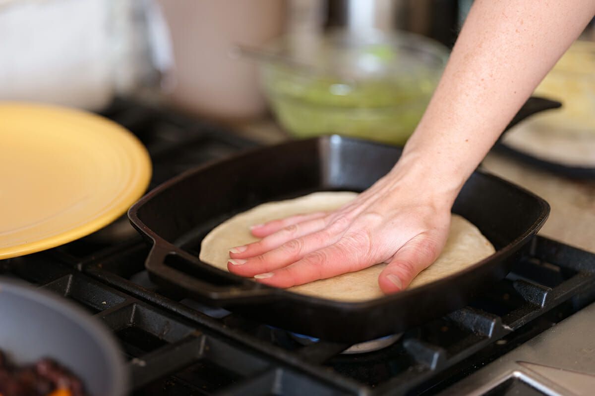 Avocado and black bean quesadilla recipe warm the tortillas