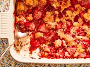 strawberry sonker in a casserole dish