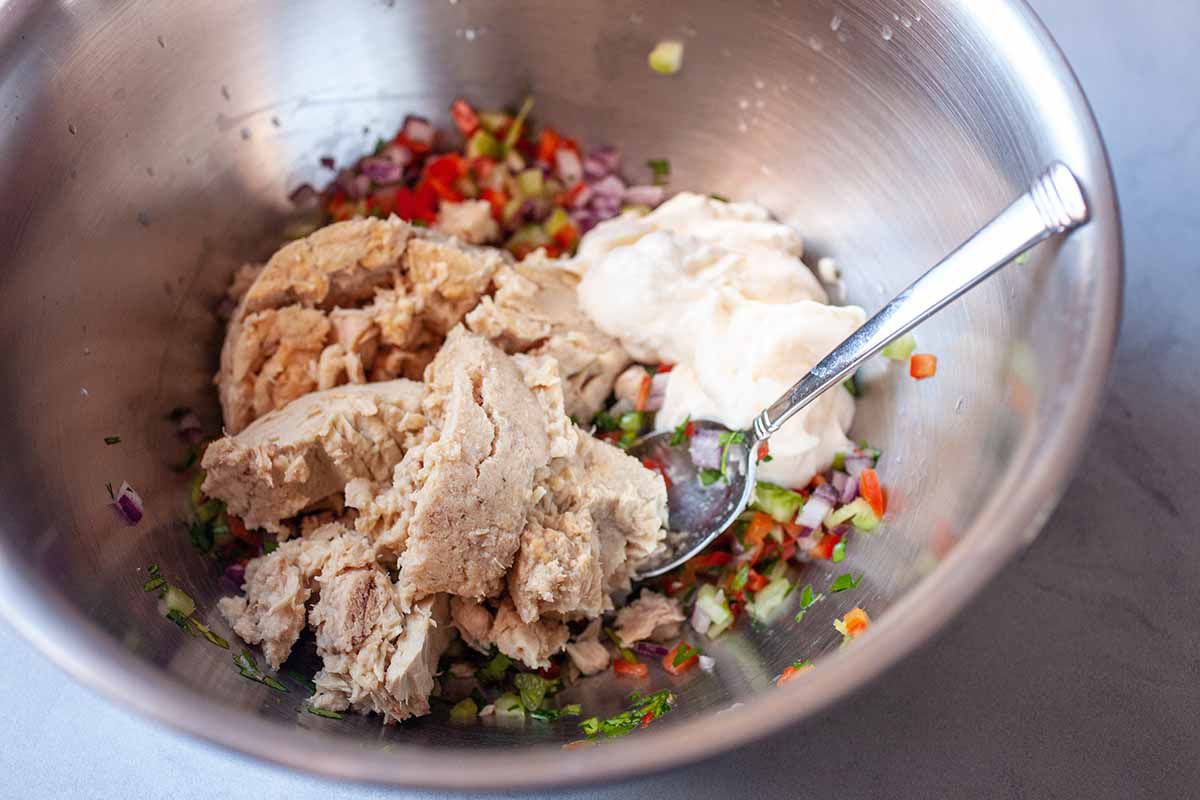 Best tuna melt recipe add the tuna to the salad