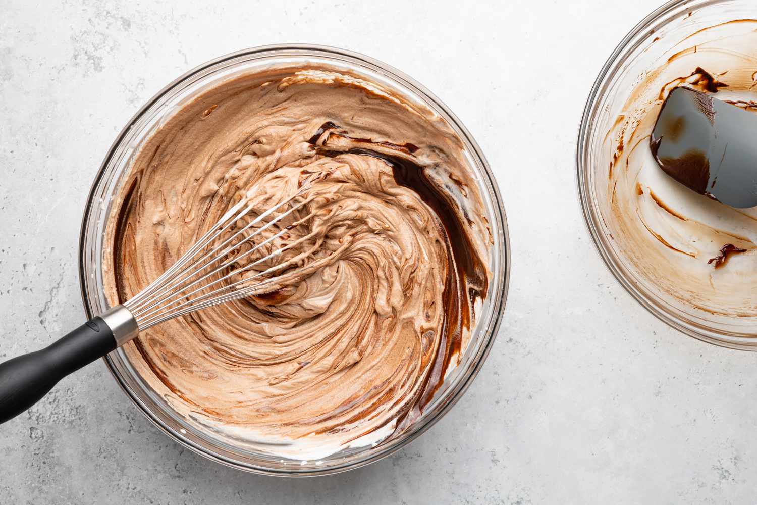 Melted Chocolate Added to Bowl of Whipping Cream